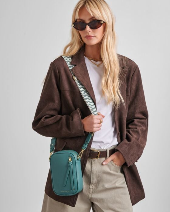 Hallie Small Crossbody Bag in Teal/KATIE LOXTON