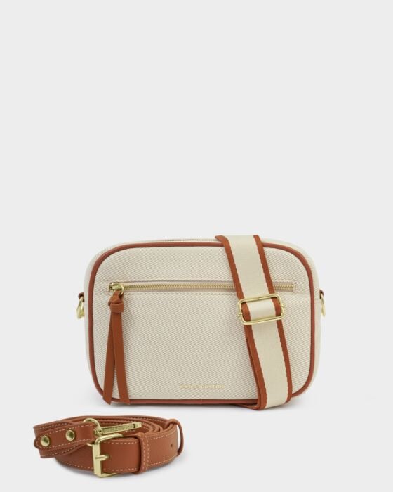 Hallie Canvas Crossbody Bag in Cognac/KATIE LOXTON