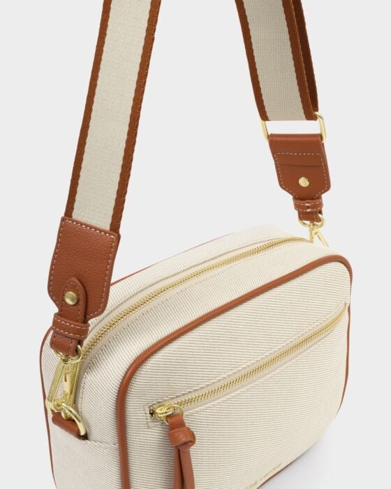 Hallie Canvas Crossbody Bag in Cognac/KATIE LOXTON