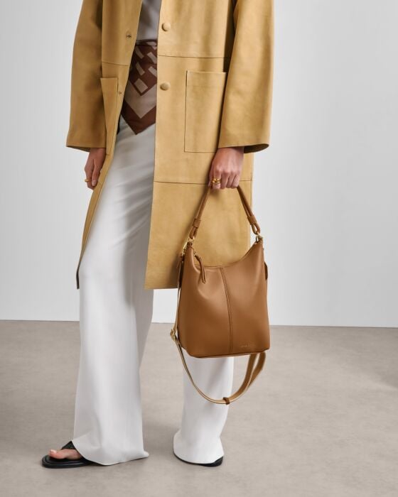 Hallie Satchel Bag in Caramel/KATIE LOXTON