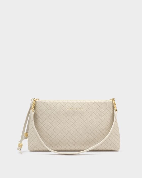 Nova Woven Small Shoulder Bag in Oyster/KATIE LOXTON