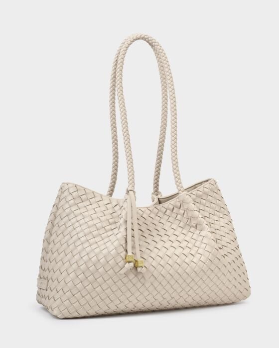 Nova Hand Woven Small Shoulder Tote in Oyster/KATIE LOXTON