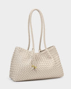 Nova Hand Woven Small Shoulder Tote in Oyster/KATIE LOXTON