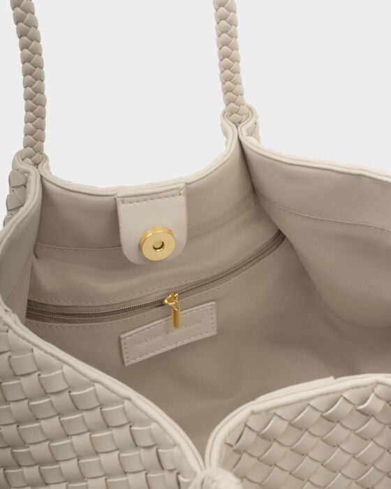 Nova Hand Woven Small Shoulder Tote in Oyster/KATIE LOXTON
