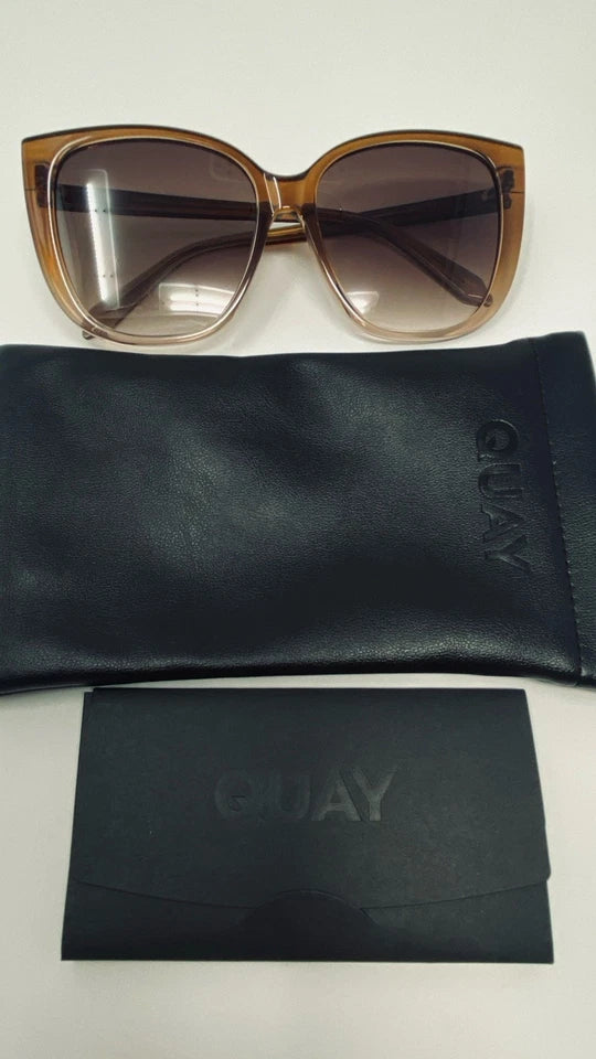 Quay Australia Ever After Coffee Doe Brown Sunglasses Statement Cat Eye