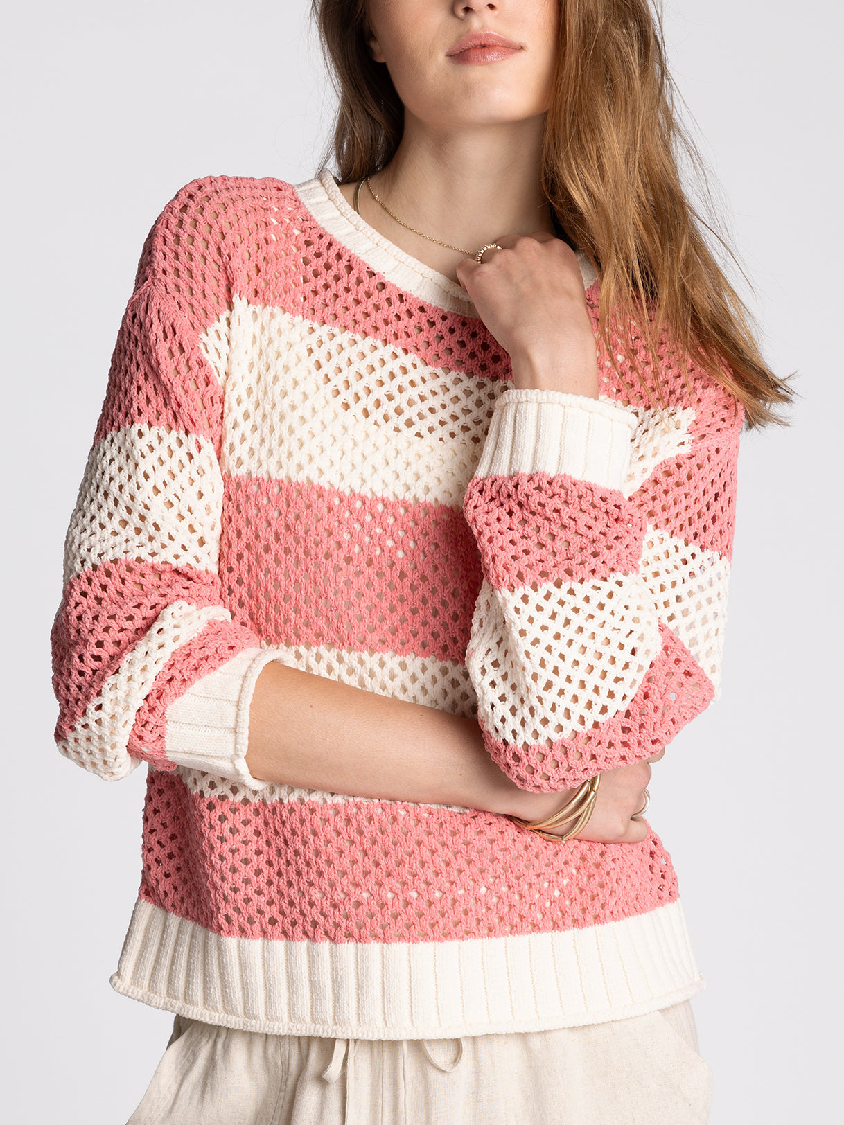 CREAM ROSE PINK FLORIANA SWEATER