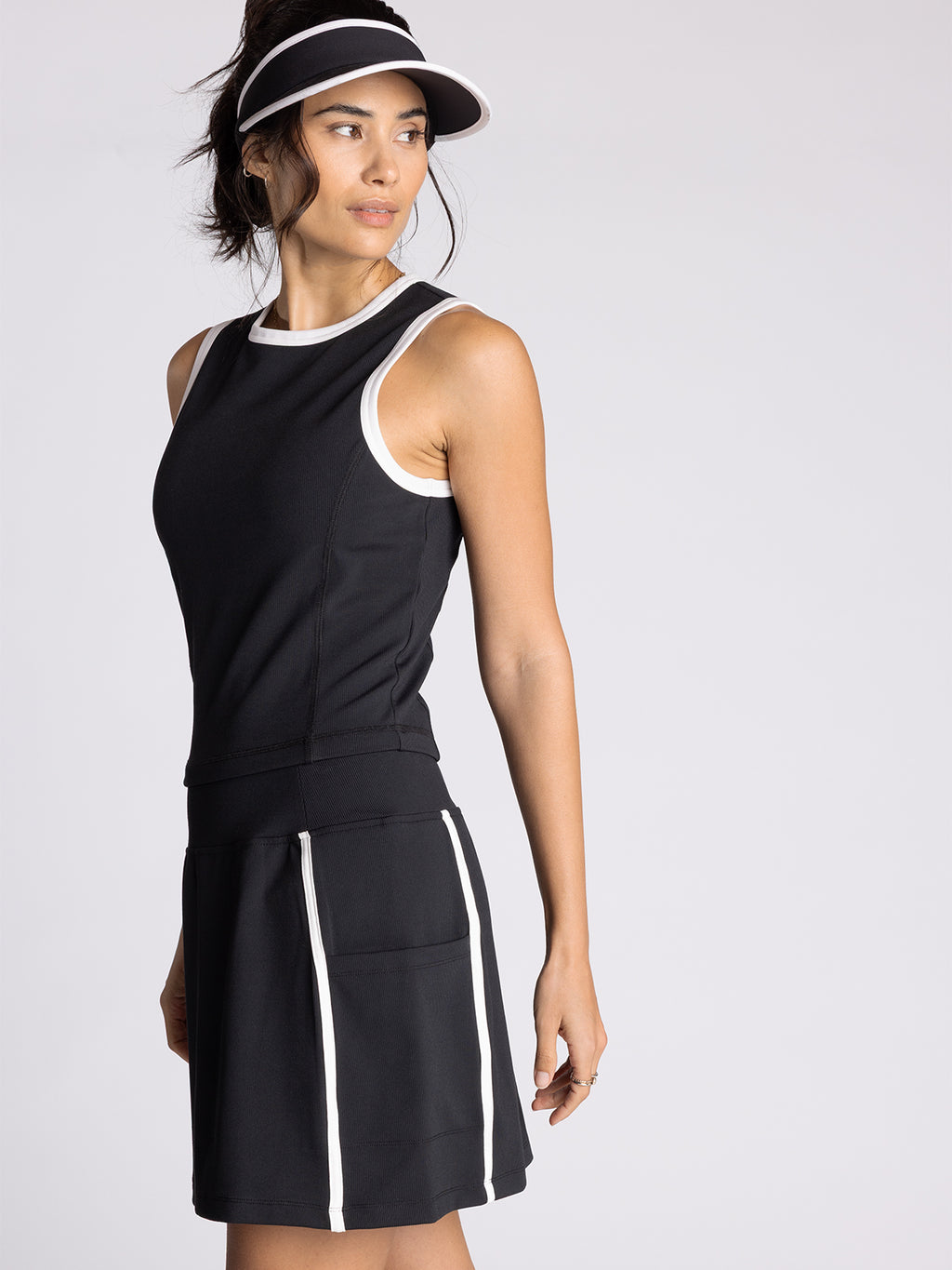 BLACK IVORY CARTER TANK AND SKORT SET