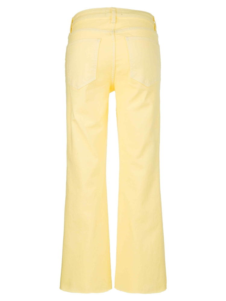 Pastel Yellow KELSEY HIGH RISE ANKLE FLARE WITH RAW HEM
