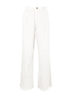White MEG- HIGH RISE, WIDE STRAIGHT LEGS, FRONT PLEATS