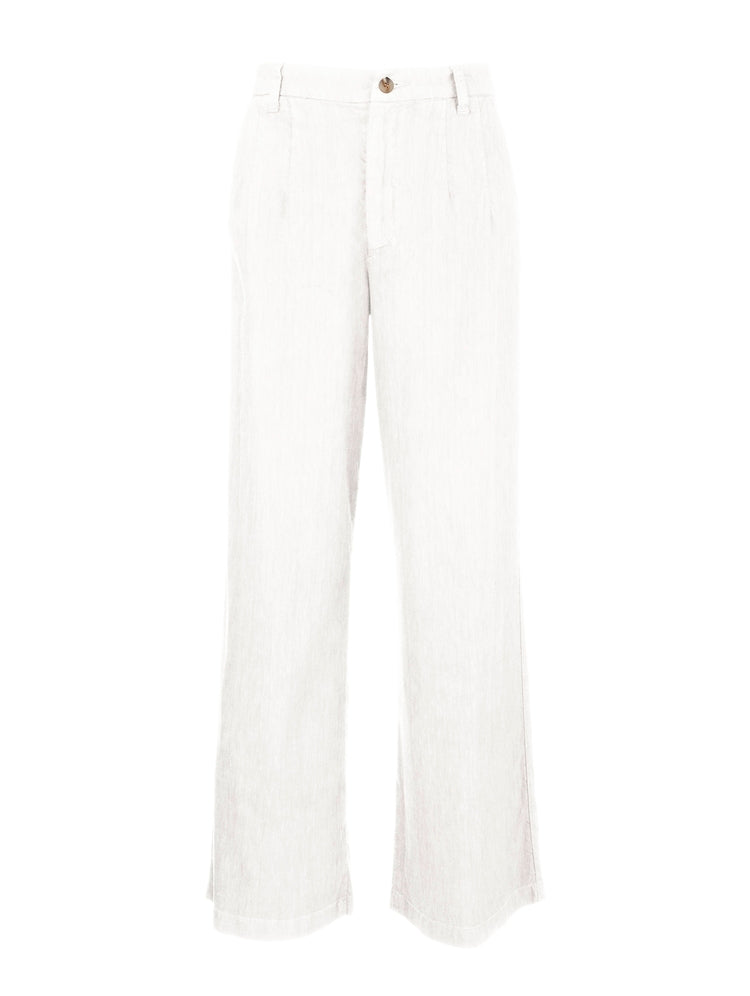 White MEG- HIGH RISE, WIDE STRAIGHT LEGS, FRONT PLEATS