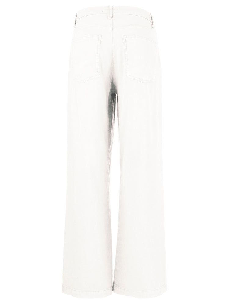 White MEG- HIGH RISE, WIDE STRAIGHT LEGS, FRONT PLEATS