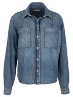 HARLEY- DENIM TOP W/DART & LONG SLEEVE