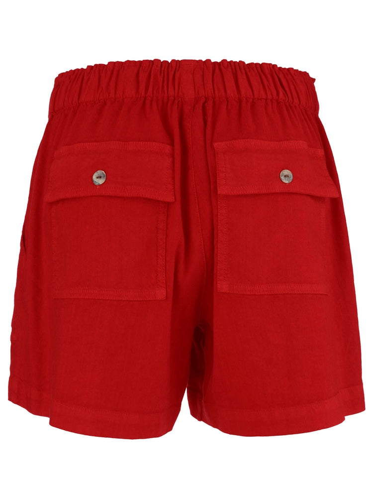 RED KATANA HIGH RISE SHORT DRAWSTRING W/PORKCHOP PKTS