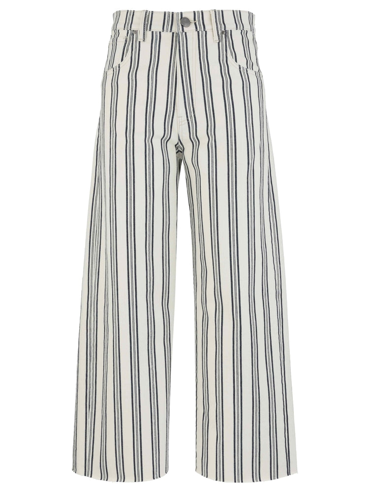 KUT Navy/Ivory GWEN HIGH RISE WIDE LEG SLOUCHY RAW HEM 5 PKTS