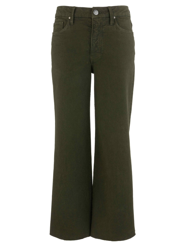 KUT TUSCAN OLIVE MEG HIGH RISE FAB AB WIDE LEG RAW HEM