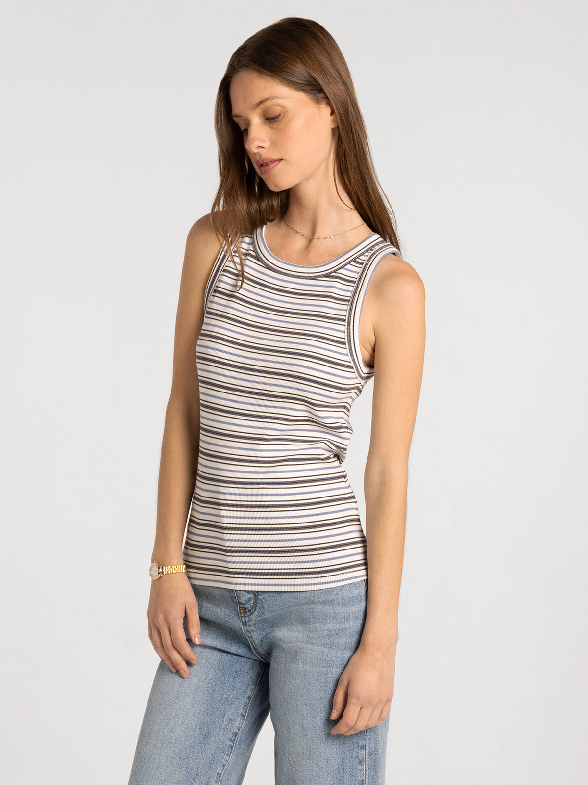 WHITE MULTI STRIPED EDLIN TANK